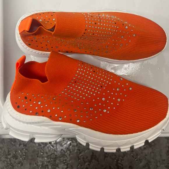 Orange Rhinestone Slip-On Sneakers - Picture 1 of 1